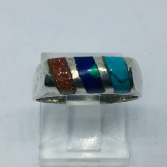 Vintage Jewelry - SOLD Sterling TAXCO Ring Pyrite, Lapis & Turquoise